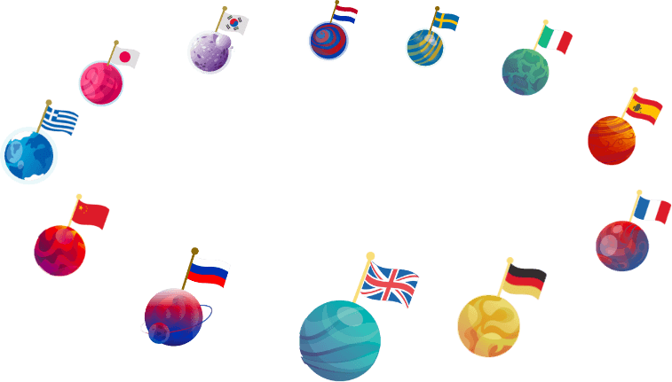 bilingual planets orbit-flags